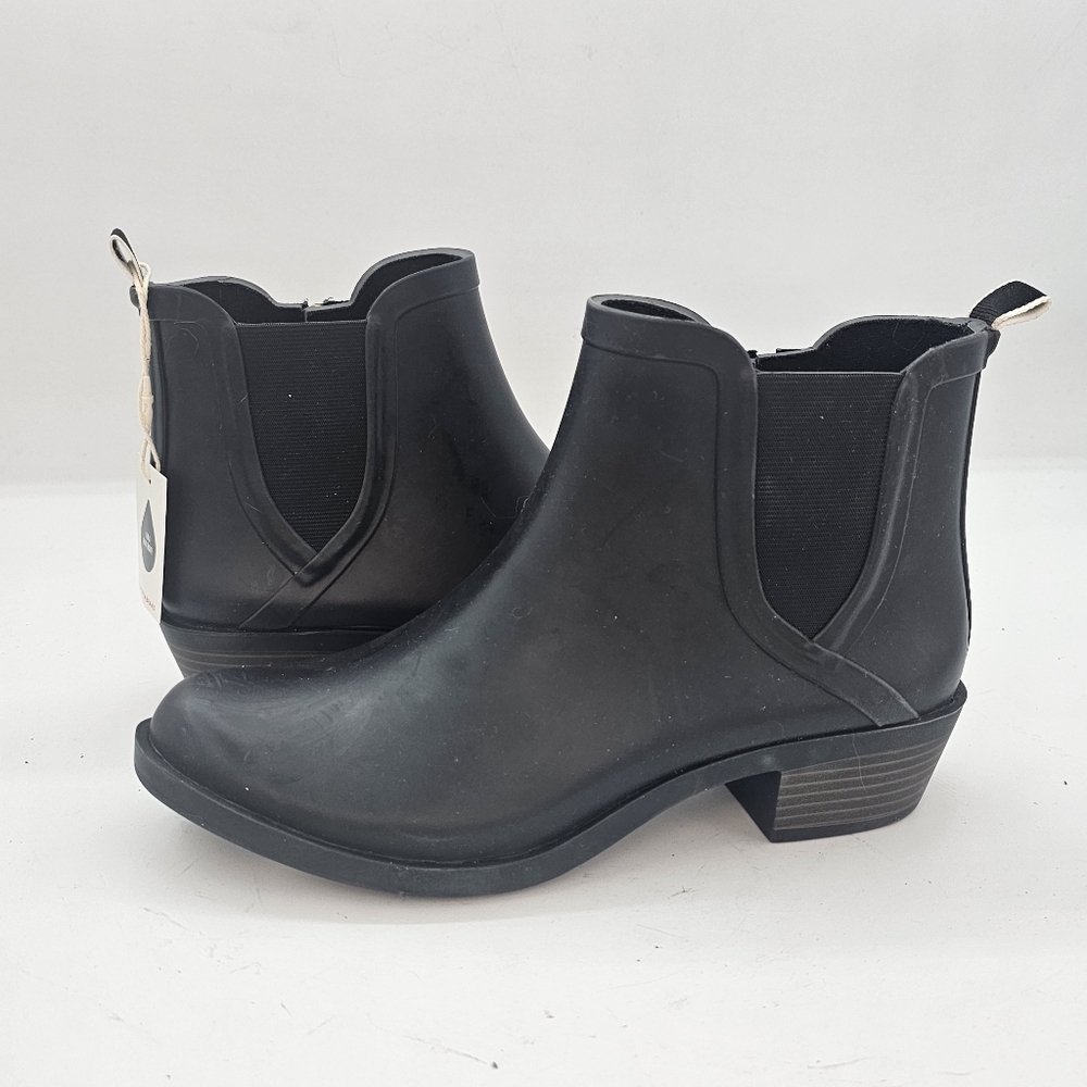 Lucky Brand Basel Black Rain Boots Size 8 Waterproof Chelsea Booties - Picture 3 of 10